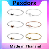 S925 Silver Bracelet with Rose Charm Bead for DIY Crystal Bracelets