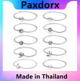 S925 Sterling Silver Rose Clear CZ Charm Bracelet Bead DIY Jewelry