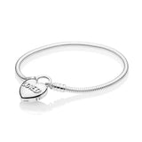 S925 Sterling Silver Smooth Bracelet with Padlock for Women