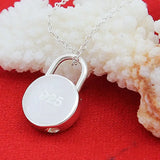 925 Silver Necklace Round Lock Pendant Necklaces for Women Couple Men Gift