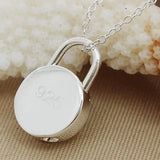 925 Silver Necklace Round Lock Pendant Necklaces for Women Couple Men Gift