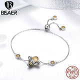 925 Silver Dancing Bees Chain Bracelet For Women