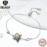 925 Silver Dancing Bees Chain Bracelet For Women