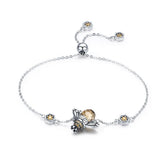 925 Silver Dancing Bees Chain Bracelet For Women