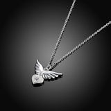 925 Silver Necklace Heart & Angel Wings Pendant Chain Jewelry
