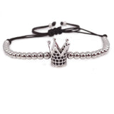 ATOLYEWOLF Black Gun Crown Beads Men Bracelet