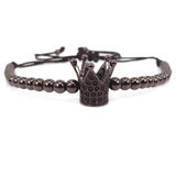 ATOLYEWOLF Black Gun Crown Beads Men Bracelet