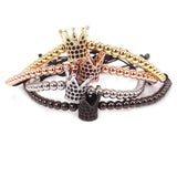 ATOLYEWOLF Black Gun Crown Beads Men Bracelet
