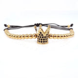 ATOLYEWOLF Black Gun Crown Beads Men Bracelet
