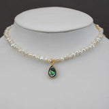 Abalone Pendant Necklace Choker Freshwater Pearl Chain Collar Necklace Women