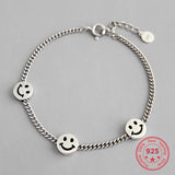 925 Silver Smile Face Charms Bracelet for Women