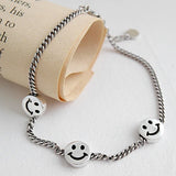 925 Silver Smile Face Charms Bracelet for Women
