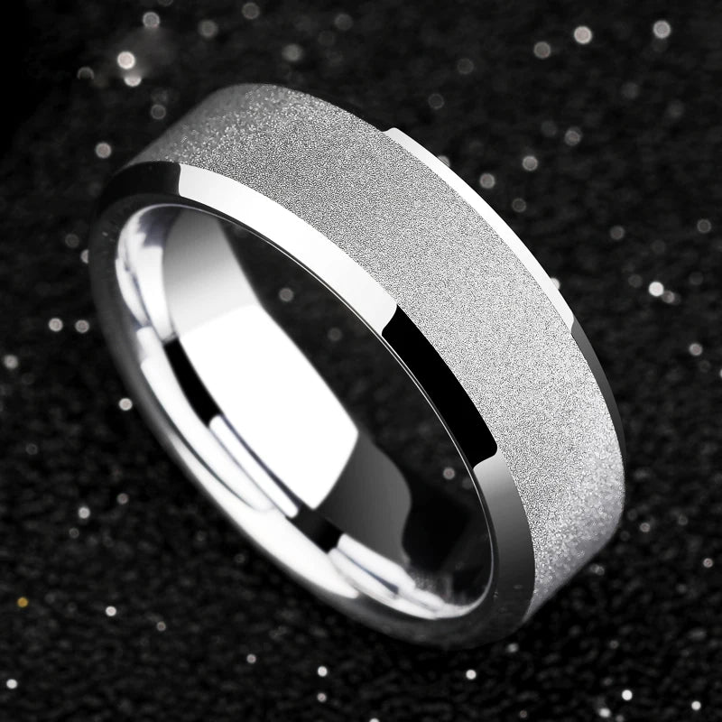 Classic Unisex Tungsten Carbide Ring Band Matte Polished Finish Size 5-12