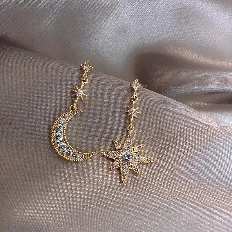 Crystal Star Women Dangle Earrings Asymmetric Drop Earrings