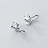 925 Silver Heart CZ Clip Earrings for Women