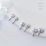 925 Silver Heart CZ Clip Earrings for Women