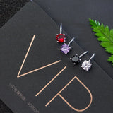 925 Silver Heart CZ Clip Earrings for Women