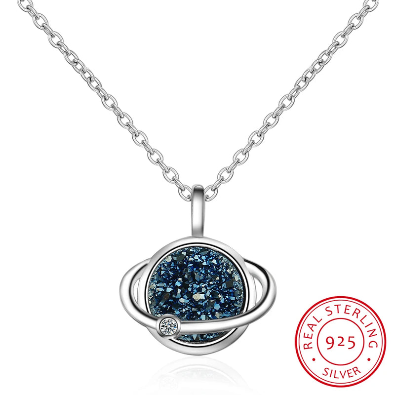 Crystal Planet 925 Silver Necklace Gift for Women
