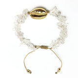 Snowflower Nature Stone Bracelet with Cowry Charm