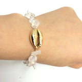 Snowflower Nature Stone Bracelet with Cowry Charm