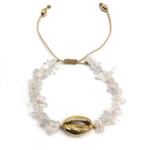 Snowflower Nature Stone Bracelet with Cowry Charm