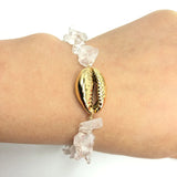 Snowflower Nature Stone Bracelet with Cowry Charm