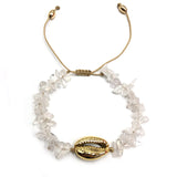 Snowflower Nature Stone Bracelet with Cowry Charm