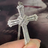 Cross Pendant 925 Sterling Silver CZ Women Necklace