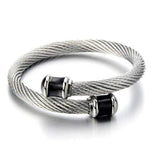 Twisted Women Bracelet Bangle Silver Stainless Steel Cuff Bangles