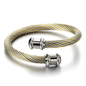 Twisted Women Bracelet Bangle Silver Stainless Steel Cuff Bangles