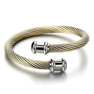 Twisted Women Bracelet Bangle Silver Stainless Steel Cuff Bangles