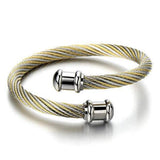 Twisted Women Bracelet Bangle Silver Stainless Steel Cuff Bangles