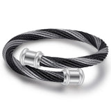 Twisted Women Bracelet Bangle Silver Stainless Steel Cuff Bangles