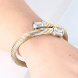 Twisted Women Bracelet Bangle Silver Stainless Steel Cuff Bangles