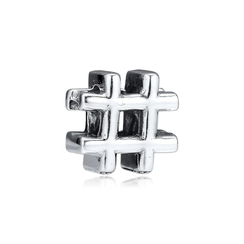 Autumn Hashtag Symbol Charms 925 Silver Beads for Bracelets Necklaces