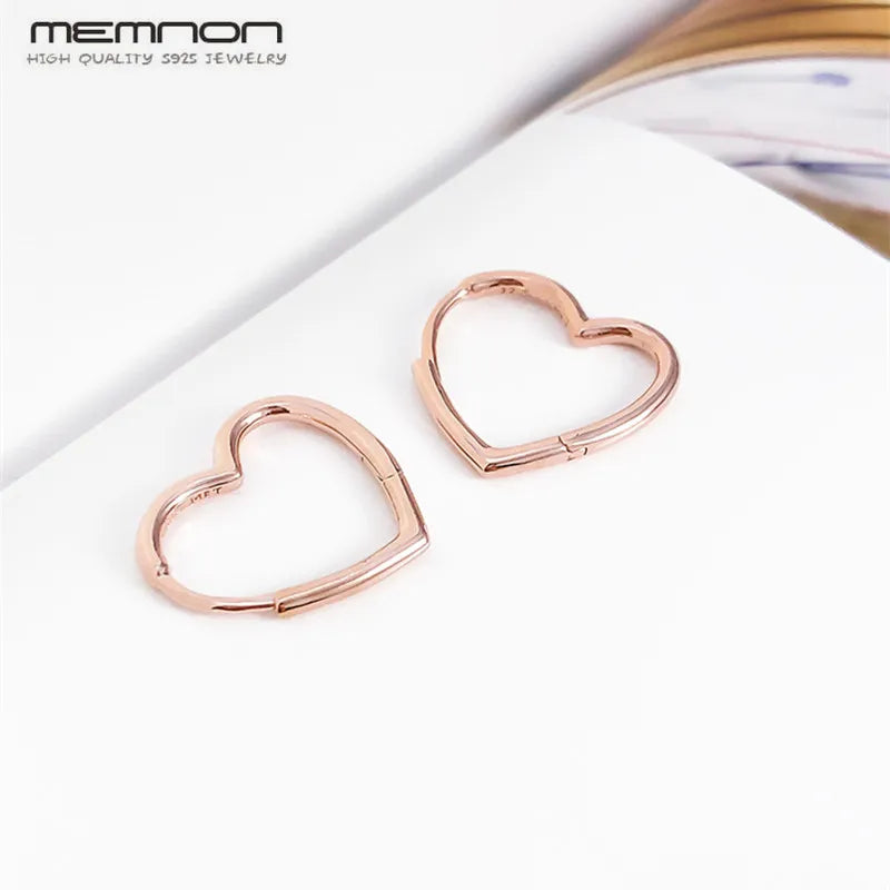 Autumn Rose Asymmetric Heart Hoop Earring 925 Sterling Silver Fine Jewelry