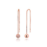 Autumn Rose Polished Pave Bead Drop Earrings 925 Sterling Silver Fine Jewelry
