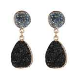 Bohemian Green Druzy Resin ZA Clip-on Earrings for Women