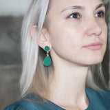 Bohemian Green Druzy Resin ZA Clip-on Earrings for Women