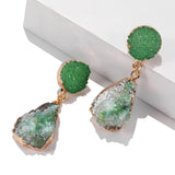 Bohemian Green Druzy Resin ZA Clip-on Earrings for Women