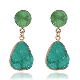 Bohemian Green Druzy Resin ZA Clip-on Earrings for Women