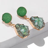 Bohemian Green Druzy Resin ZA Clip-on Earrings for Women
