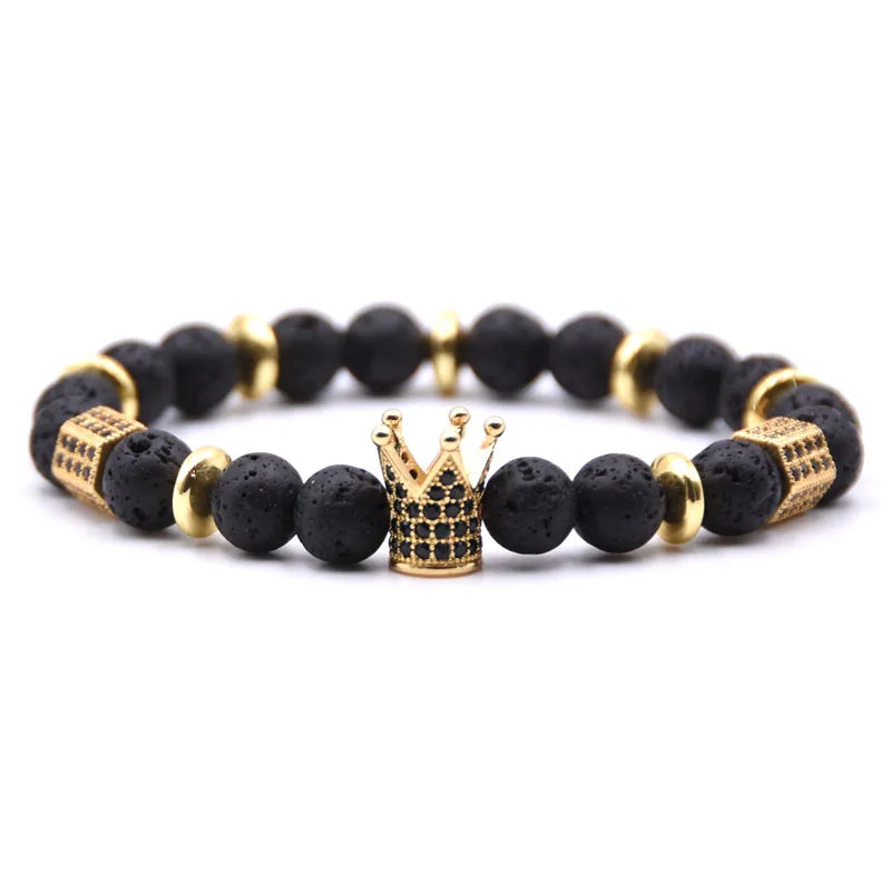 CZ Zirconia King Crown Gear Spacer Bracelet