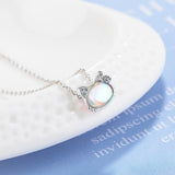 Cat Moonstone Necklace 925 Sterling Silver Clavicular Chain