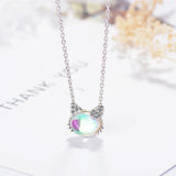 Cat Moonstone Necklace 925 Sterling Silver Clavicular Chain