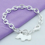 925 Silver Chain Link Bracelet Heart Jewelry