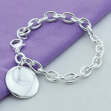 925 Silver Chain Link Bracelet Heart Jewelry