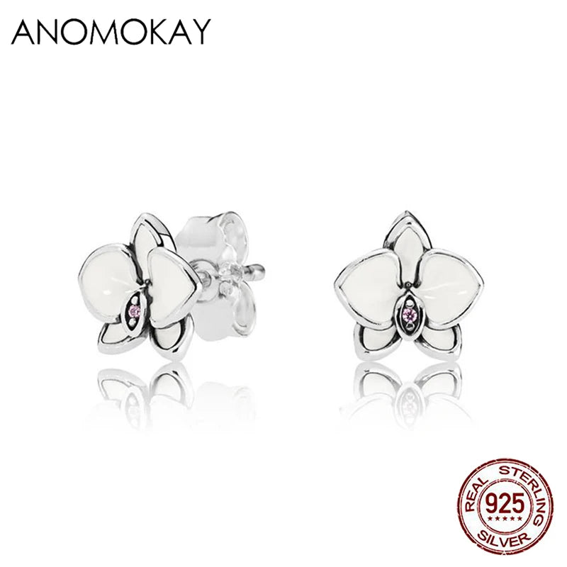 925 Silver Daisy Flower Stud Earrings Enamel Women Girl Birthday Gift Jewelry