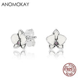 925 Silver Daisy Flower Stud Earrings Enamel Women Girl Birthday Gift Jewelry