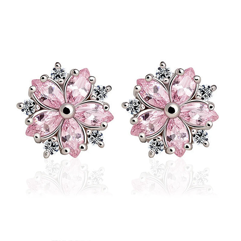 Pink Quartz Women's Earrings 925 Silver Studs Engagement Jewelry